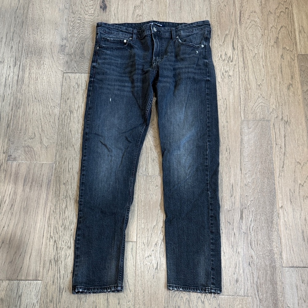 Calvin Klein Jeans Men's Dark Gray Straight Slim Jeans Size 34x32